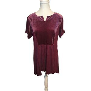 Hannah Mixed Media Velvet & Jersey Travel Medium Violet Swing Tunic Mini Dress